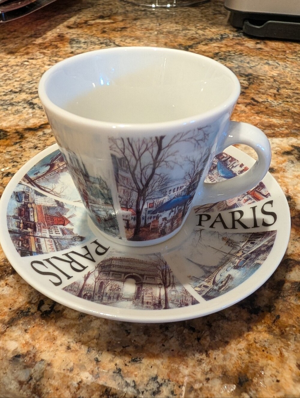 Artertre Paris Espresso Cups and Saucers Set of 4 French Bistro Demitasse Set
